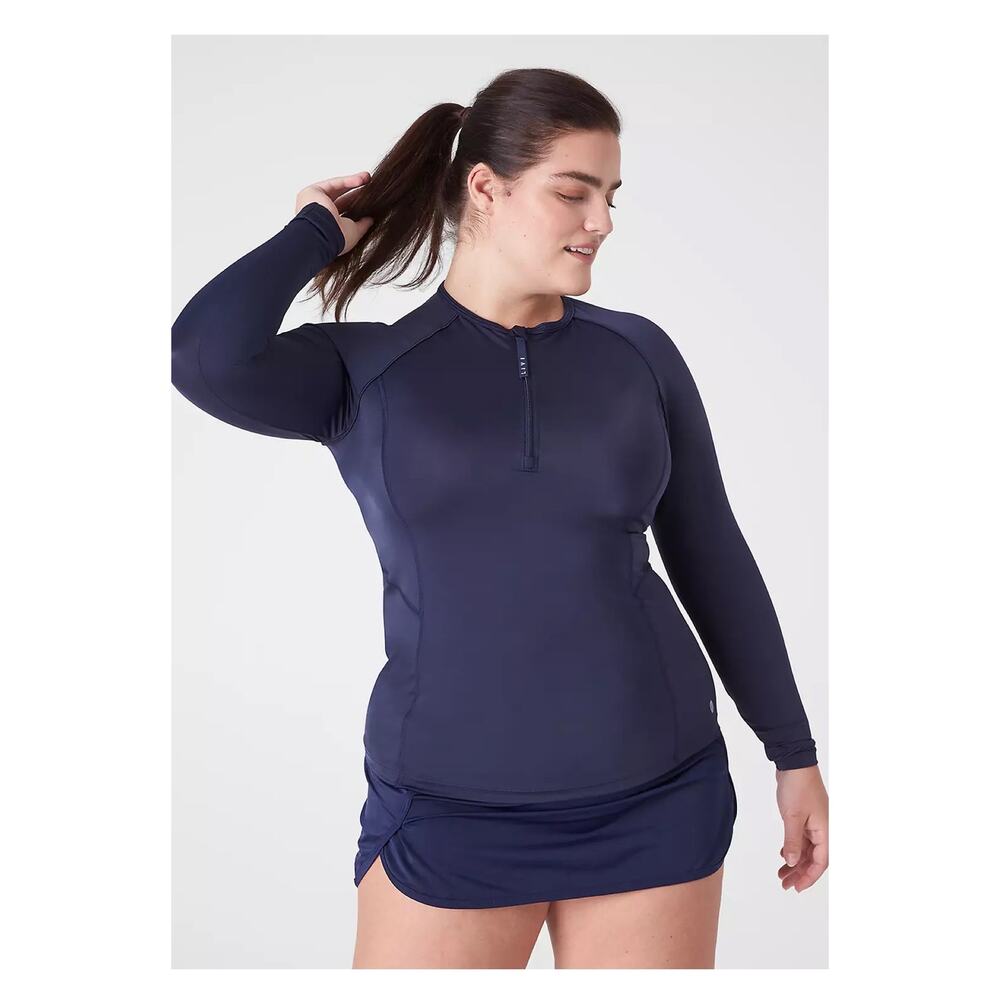 Lane Bryant LIVI Navy Blue Long Sleeve UPF 50+ Rashguard Sz.18W NWT